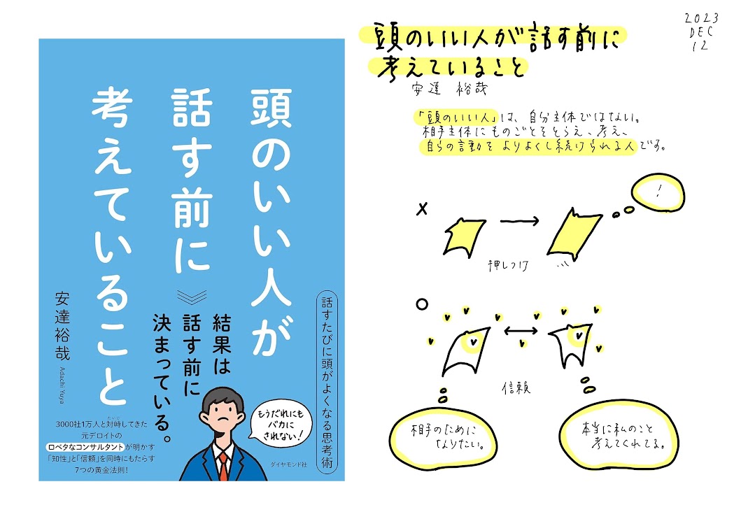 相手のことを、想おう！？】頭のいい人が話す前に考えていること｜安達